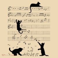 Cute Cat Kitty Playing Music Note Clef Musician Art Tote Bag thumb 4