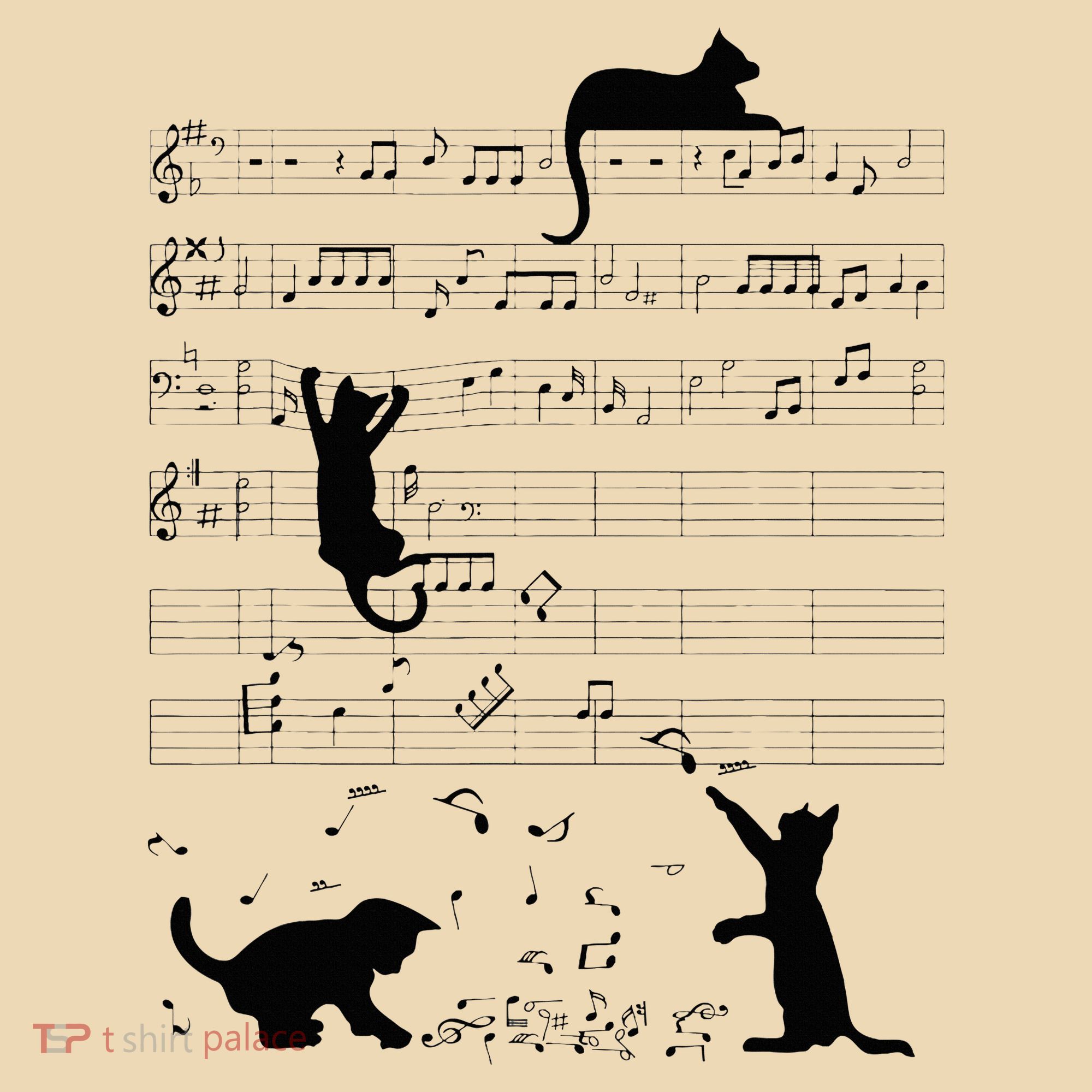 Cute Cat Kitty Playing Music Note Clef Musician Art Tote Bag