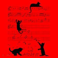 Cute Cat Kitty Playing Music Note Clef Musician Art Santa Hat thumb 1