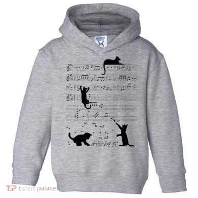 Cute Cat Kitty Playing Music Note Clef Musician Art Toddler Hoodie