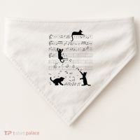 Cute Cat Kitty Playing Music Note Clef Musician Art USA-Made Doggie Bandana thumb 0