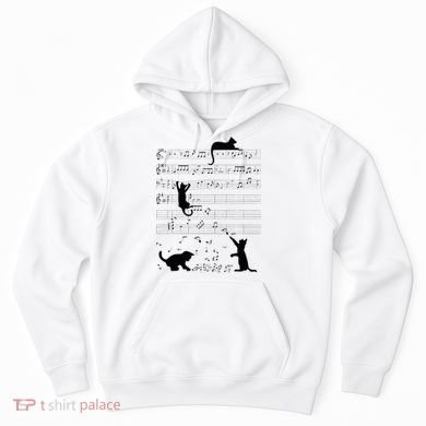 Cute Cat Kitty Playing Music Note Clef Musician Art Hoodie