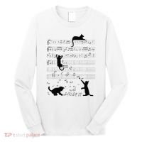 Cute Cat Kitty Playing Music Note Clef Musician Art Long Sleeve Shirt thumb 0