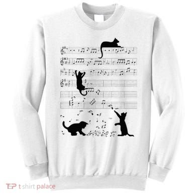 Cute Cat Kitty Playing Music Note Clef Musician Art Sweatshirt