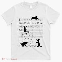 Cute Cat Kitty Playing Music Note Clef Musician Art T-Shirt thumb 0