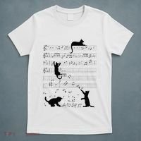 Cute Cat Kitty Playing Music Note Clef Musician Art T-Shirt thumb 5