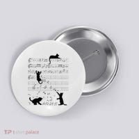 Cute Cat Kitty Playing Music Note Clef Musician Art Button thumb 0