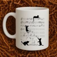 Cute Cat Kitty Playing Music Note Clef Musician Art Coffee Mug thumb 2