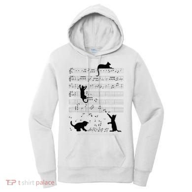 Cute Cat Kitty Playing Music Note Clef Musician Art Women's Hoodie