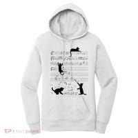 Cute Cat Kitty Playing Music Note Clef Musician Art Women's Hoodie thumb 0