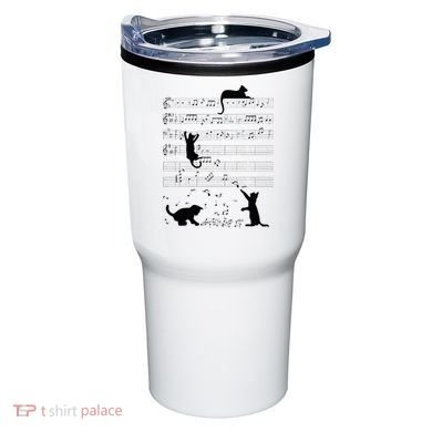 Cute Cat Kitty Playing Music Note Clef Musician Art Tumbler