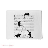 Cute Cat Kitty Playing Music Note Clef Musician Art Mousepad thumb 0