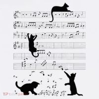 Cute Cat Kitty Playing Music Note Clef Musician Art Mousepad thumb 1