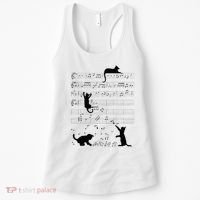 Cute Cat Kitty Playing Music Note Clef Musician Art Women's Tank Top thumb 0