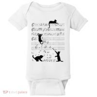 Cute Cat Kitty Playing Music Note Clef Musician Art Baby Bodysuit thumb 0
