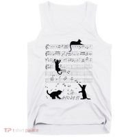 Cute Cat Kitty Playing Music Note Clef Musician Art Tank Top thumb 0