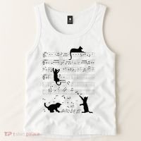 Cute Cat Kitty Playing Music Note Clef Musician Art Tank Top thumb 2