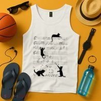 Cute Cat Kitty Playing Music Note Clef Musician Art Tank Top thumb 4