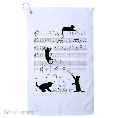 Cute Cat Kitty Playing Music Note Clef Musician Art Golf Towel