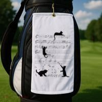 Cute Cat Kitty Playing Music Note Clef Musician Art Golf Towel thumb 2