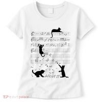 Cute Cat Kitty Playing Music Note Clef Musician Art Women's T-Shirt thumb 0