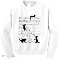 Cute Cat Kitty Playing Music Note Clef Musician Art Kids Sweatshirt thumb 0
