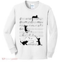 Cute Cat Kitty Playing Music Note Clef Musician Art Kids Long Sleeve Shirt thumb 0