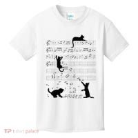 Cute Cat Kitty Playing Music Note Clef Musician Art Kids T-Shirt thumb 0