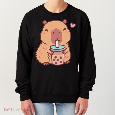 Cute Capybara Kawaii Anime Drinking Bubble Tea Lover Women's Sweatshirt
