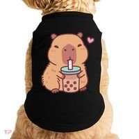 Cute Capybara Kawaii Anime Drinking Bubble Tea Lover Doggie Tank thumb 0