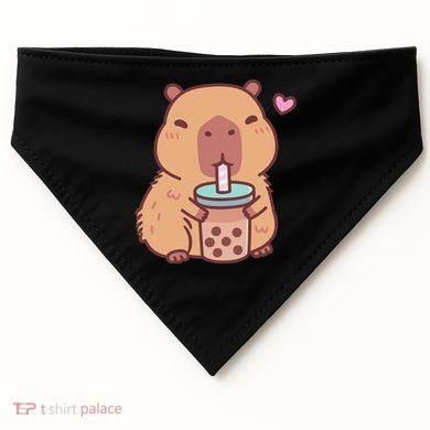 Cute Capybara Kawaii Anime Drinking Bubble Tea Lover USA-Made Doggie Bandana