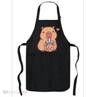 Cute Capybara Kawaii Anime Drinking Bubble Tea Lover Apron thumb 0