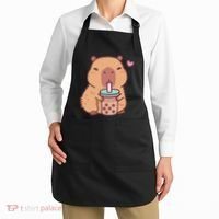 Cute Capybara Kawaii Anime Drinking Bubble Tea Lover Apron thumb 2