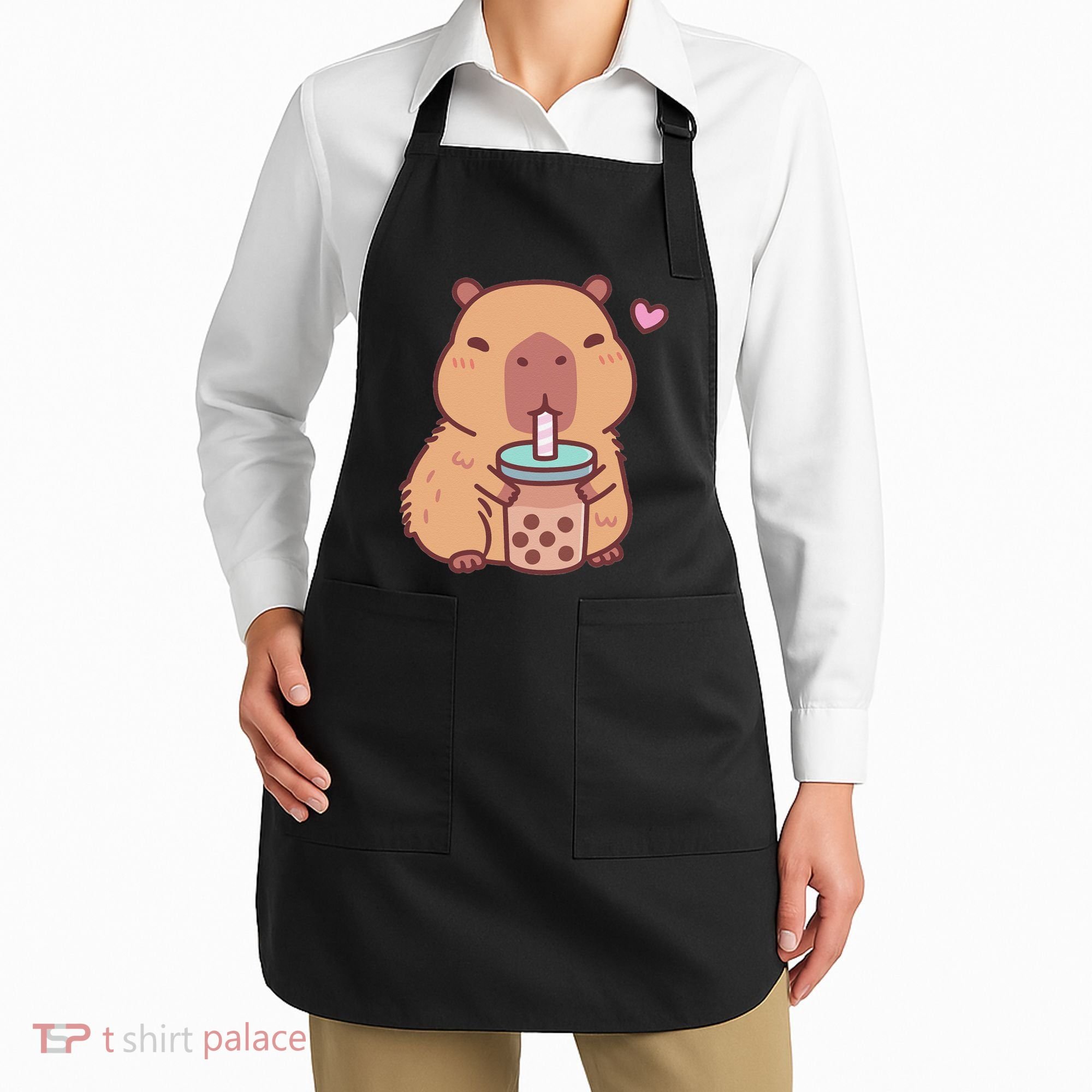 Cute Capybara Kawaii Anime Drinking Bubble Tea Lover Apron
