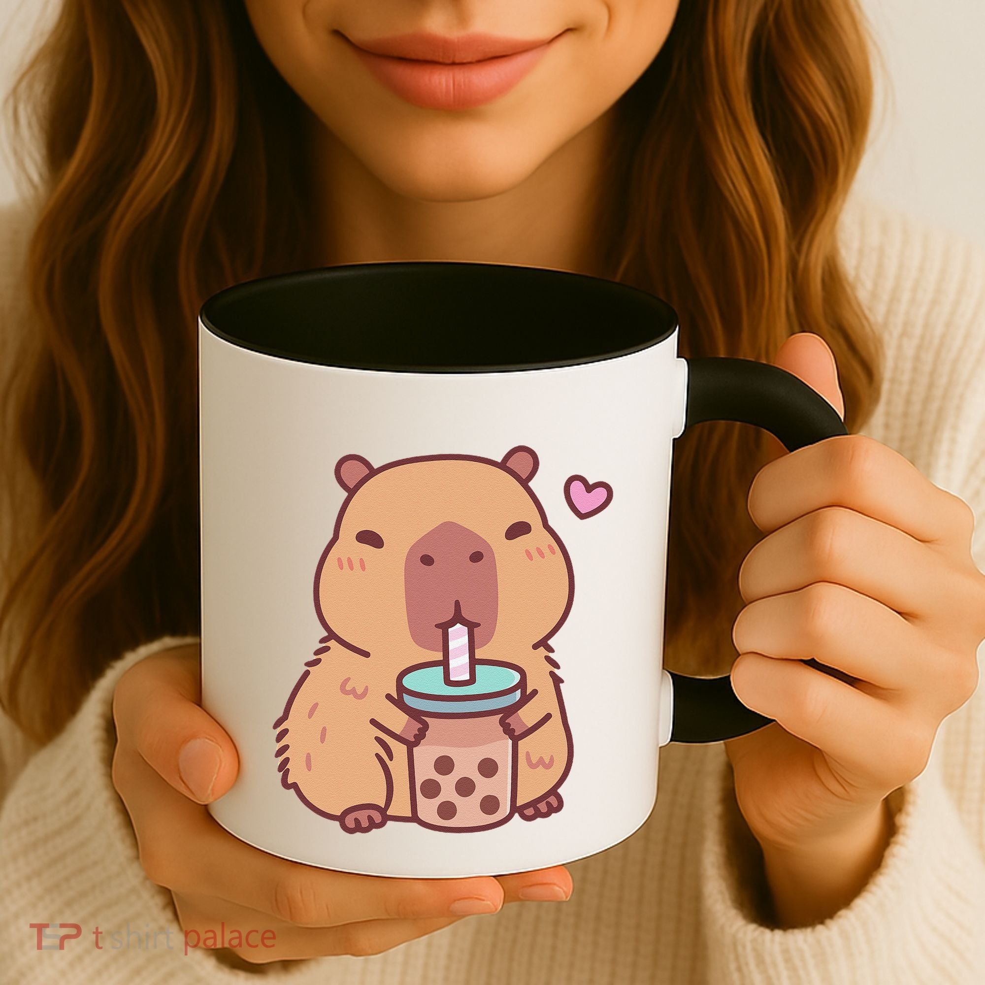 Cute Capybara Kawaii Anime Drinking Bubble Tea Lover Coffee Mug