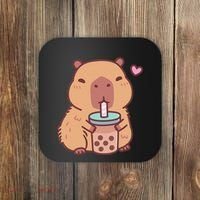 Cute Capybara Kawaii Anime Drinking Bubble Tea Lover Coaster thumb 0