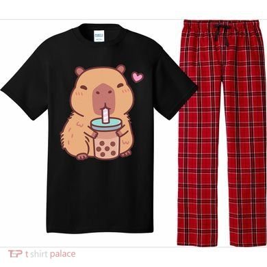 Cute Capybara Kawaii Anime Drinking Bubble Tea Lover Pajama Set