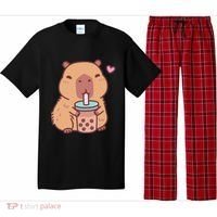 Cute Capybara Kawaii Anime Drinking Bubble Tea Lover Pajama Set thumb 0