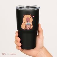 Cute Capybara Kawaii Anime Drinking Bubble Tea Lover Tumbler thumb 2