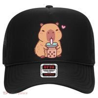 Cute Capybara Kawaii Anime Drinking Bubble Tea Lover Hat thumb 0