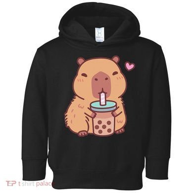 Cute Capybara Kawaii Anime Drinking Bubble Tea Lover Toddler Hoodie