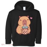Cute Capybara Kawaii Anime Drinking Bubble Tea Lover Toddler Hoodie thumb 0