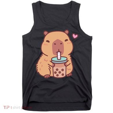 Cute Capybara Kawaii Anime Drinking Bubble Tea Lover Tank Top