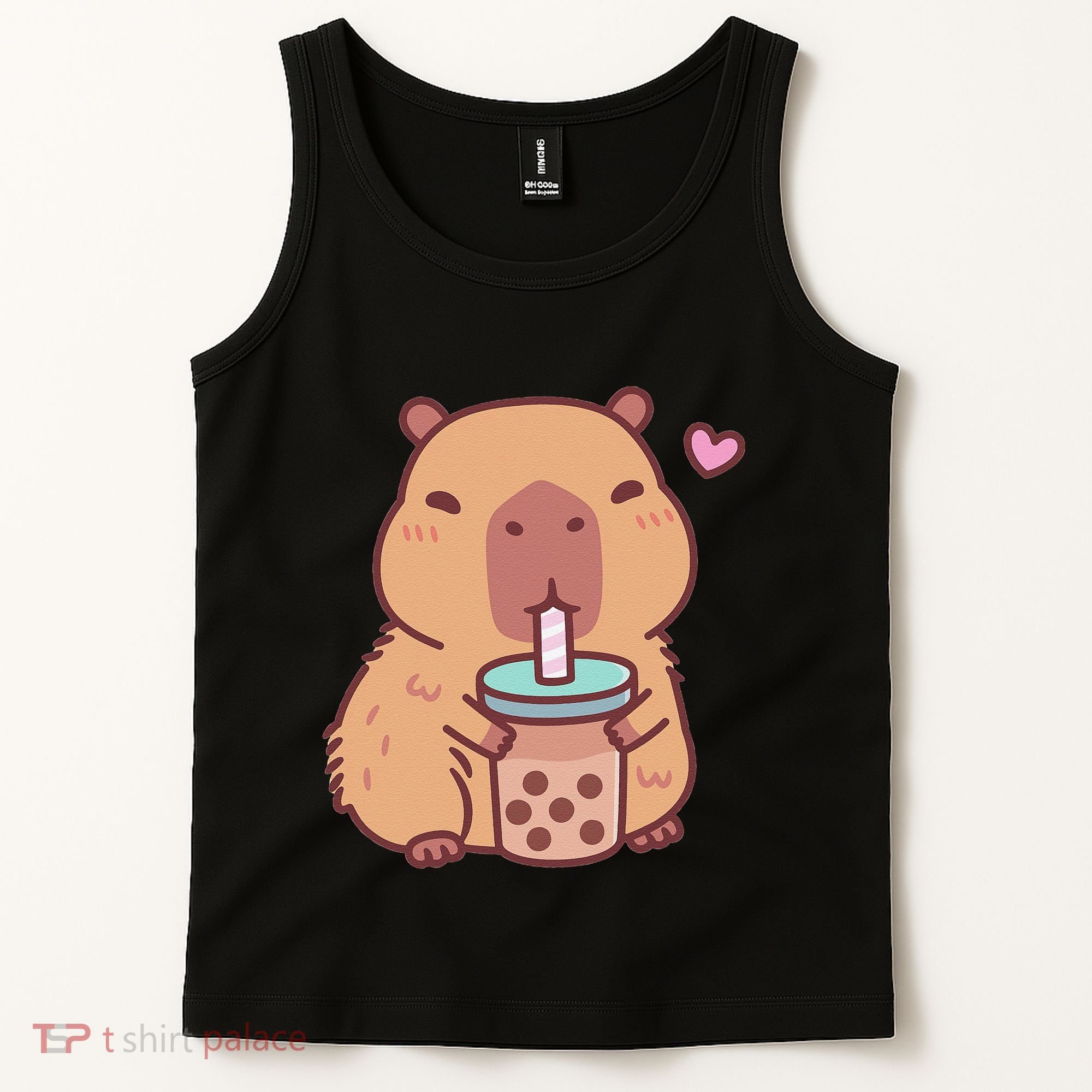 Cute Capybara Kawaii Anime Drinking Bubble Tea Lover Tank Top