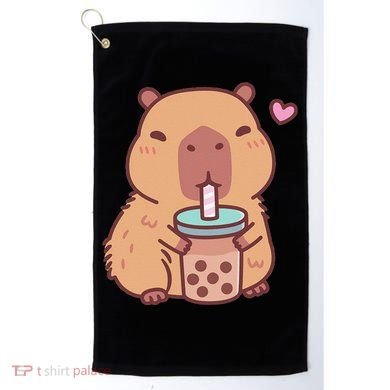 Cute Capybara Kawaii Anime Drinking Bubble Tea Lover Golf Towel
