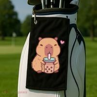 Cute Capybara Kawaii Anime Drinking Bubble Tea Lover Golf Towel thumb 2