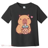 Cute Capybara Kawaii Anime Drinking Bubble Tea Lover Toddler T-Shirt thumb 0