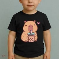 Cute Capybara Kawaii Anime Drinking Bubble Tea Lover Toddler T-Shirt thumb 2