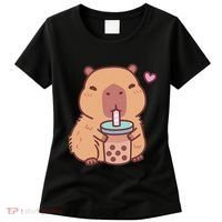 Cute Capybara Kawaii Anime Drinking Bubble Tea Lover Women's T-Shirt thumb 0
