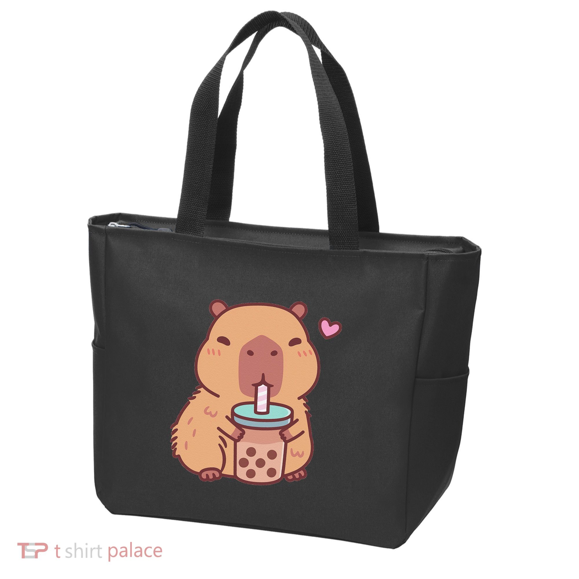 Cute Capybara Kawaii Anime Drinking Bubble Tea Lover Tote Bag